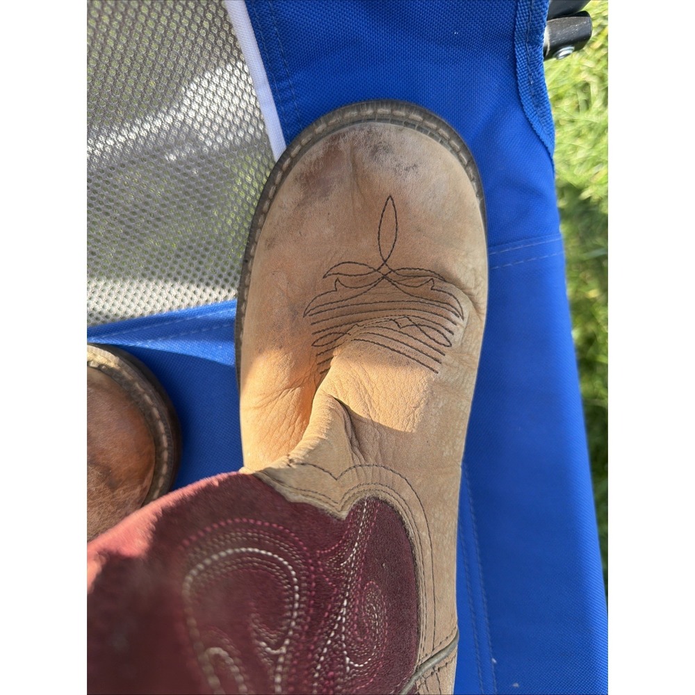 Ariat Boots Fatbaby Heritage 8.5 B Womens 10026116 Burgundy Tan Cowgirl Western - Picture 7 of 16